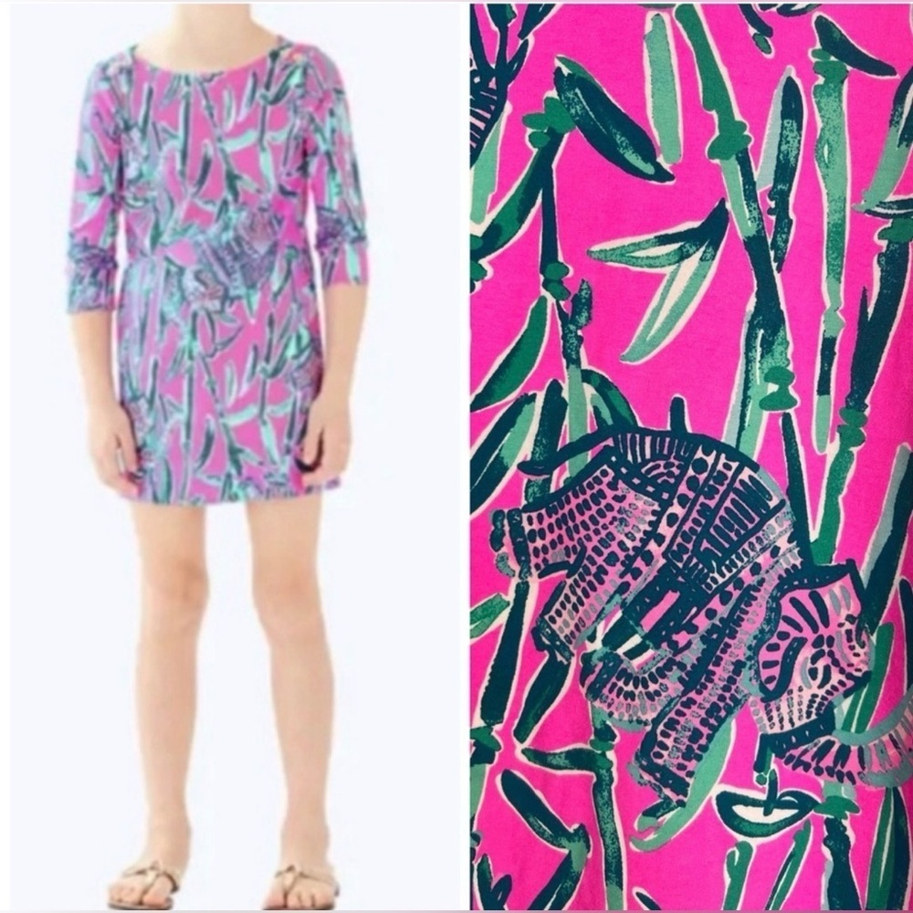 Lilly Pulitzer Mandevilla Pink Elephant Girls Mini Sophie Dress, Size Girls M